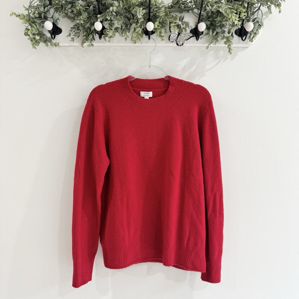 J. Crew Red Extra Soft Crew Neck Sweater Medium